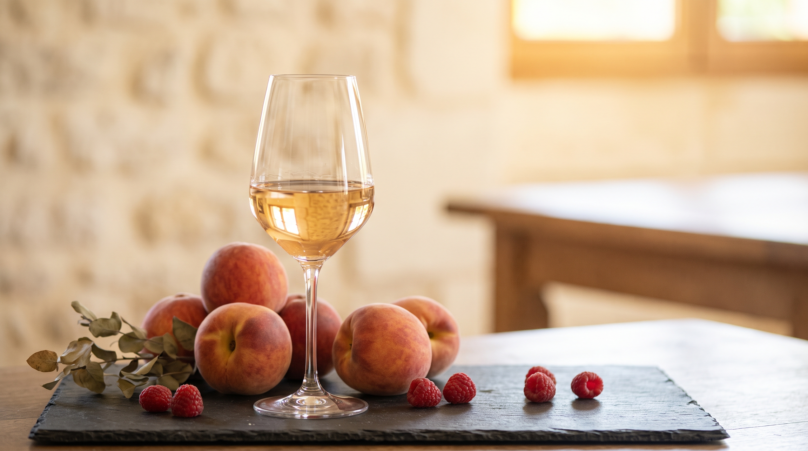 Glas Wein mit Obst