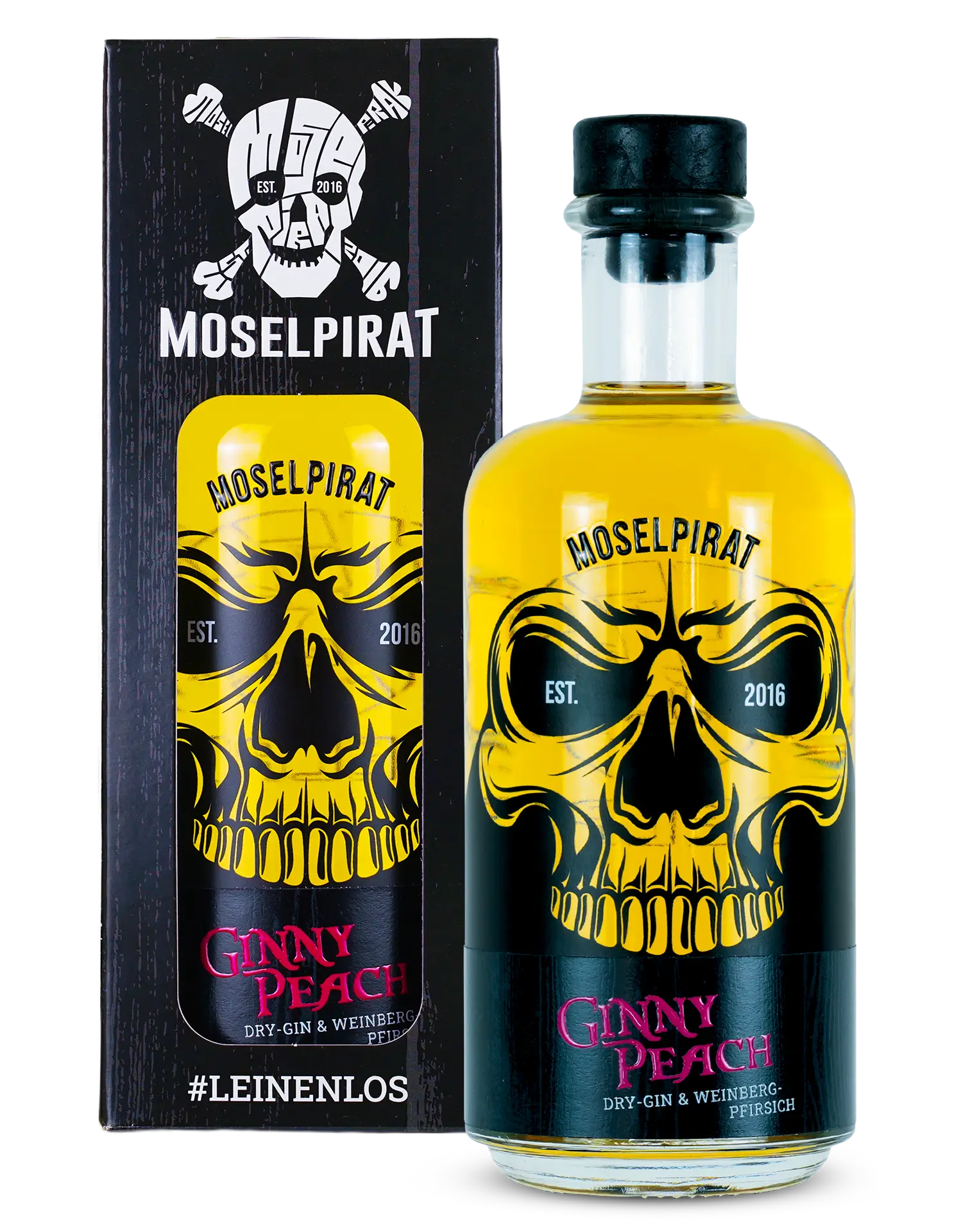 Moselpirat Ginny Peach Dry Gin mit rotem Weinbergpfirsich